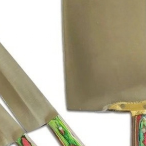 Juego de Cuchillos de Carnicero Qurbani de Acero al Carbono, 4 Piezas, Cuchillas Plateadas, Mangos Multicolores Rojo y Verde, Kit de Herramientas para Cortar Carne - Product Image 3