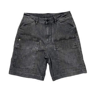 Shorts en jean décontractés pour hommes, coupe ample, bleu foncé, style baggy, vente en gros, shorts cargo en denim délavé bleu clair pour hommes - Product Image 6