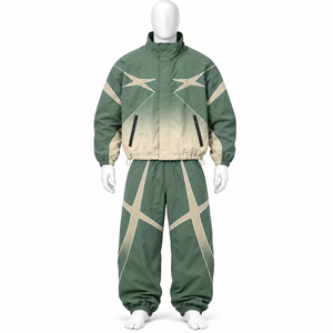 Ensemble survêtement coupe-vent surdimensionné personnalisé, tissu 100% nylon, style tendance, veste zippée imperméable et pantalon de survêtement unisexe - Product Image 3