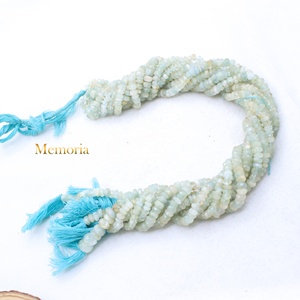 Venta al por mayor de 9 hebras de cuentas facetadas de aguamarina natural Memoria Jewels - Product Image 1