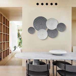 Décoration murale DIY bleu argenté pour salon, 7 pièces, sculptures murales en métal pour bureau, appartement, salle de bain, décoration du Ramadan - Product Image 3