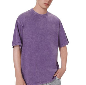 Camiseta de corte cropped y holgado, estilo boxy, oversize, con hombros caídos, vintage, lavado ácido, transpirable, de tejido grueso, lisa, en oferta - Product Image 4