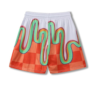 OEM Service Wholesale Men <b>Checkered</b> Floral Pattern Casual Mesh Shorts Private Label Breathable Quick Dry 100% Polyester Custom - Product Image 2