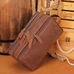 Men Vintage Travel Shaving <b>Bag</b> Travel <b>Accessories</b> Organizer Cosmetic Case Leather Dopp Kit Leather Toiletry <b>Bag</b>. - Product Image 2