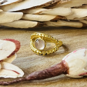 Trendy Design Rose <b>Quartz</b> <b>Ring</b> Tribal Beaded Bands Boho Brass <b>Rings</b> For Women 18k Gold Plated Geometric Eye Jewelry Wholesale - Product Image 5