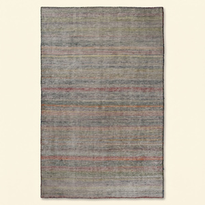 Tapis DECORDEC en laine tuftée à la main, à poils épais, texturé, moderne, antidérapant, écologique, gris mat, multicolore, à rayures, en filigrane de bronze - Product Image 1