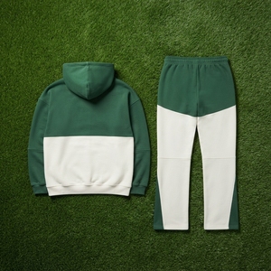 <b>Mens</b> Green <b>White</b> Color Block Tracksuit Set Zip Up <b>Jacket</b> Wide Leg Pants Custom Streetwear Sportswear Matching Outfit - Product Image 6