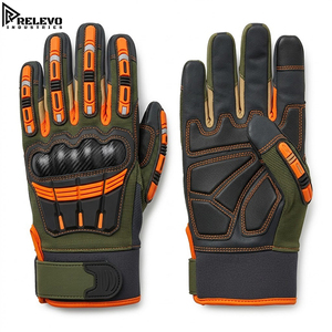 Gants de travail industriels, vert olive, orange et noir, anti-vibrations, protection contre les chocs, équipement robuste OEM/ODM - Product Image 1