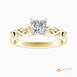 Elegante Anillo de Moissanita con Corte Princesa y Microincrustaciones para Mujer, Chapado en Oro, Regalo de Joyería para Compromiso, Boda o Aniversario, Estilo Americano - Product Image 1