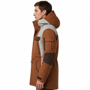 Parka de Invierno para Hombre con Bloques de Color, Capucha, Impermeable, Larga, con Bolsillos con Cremallera - Product Image 5