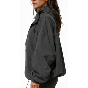 Women’s Oversized Hooded Windbreaker <b>Jacket</b> | Lightweight <b>Zip</b>-<b>Up</b> Sports <b>Jacket</b> | Elastic Hem Casual Outdoor <b>Jacket</b> | OEM ODM Cus - Product Image 3