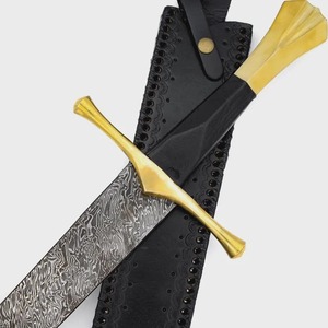 Espada Corta Hecha a Mano de Acero de Damasco, Estilo Vikingo Medieval, Full Tang con Funda, Mini Espada, Espada Vikinga - Product Image 3