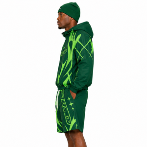 Conjunto Corto de Chaqueta Cortavientos y Pantalones Cortos para Hombre con Panel Reflectante Personalizado, Chaqueta Cortavientos con Capucha y Pantalones Cortos de Nailon - Product Image 5