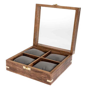 Caja de madera de lujo y hecha a mano para exhibir relojes de hombre, joyas, gafas de sol, caja de almacenamiento de relojes con tapa de acrílico. - Product Image 3