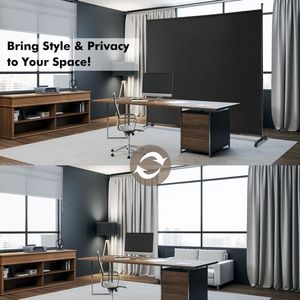 Paravent mobile à panneau unique de 1,80 m avec roulettes silencieuses – Écrans et séparateurs élégants - Product Image 5