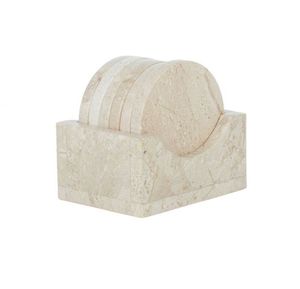 Juego de posavasos de piedra travertino natural hechos a mano con base de corcho para tazas de café, vasos y copas de vino - Product Image 4