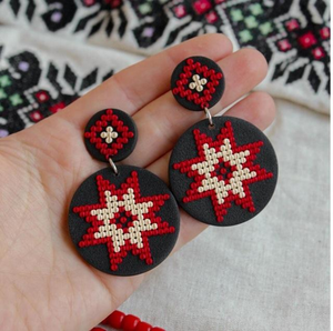 Wholesale Stylish Multi-Colour Beaded Embroidery Earrings Handmade Cotton Fabric Fashion <b>Jewellery</b> Women <b>Artificial</b> Needlework - Product Image 3