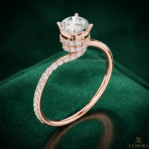 Anillo de Compromiso Solitario con Moissanita Redonda Brillante Certificada por IGI, Oro Rosa de 9KT, 10KT, 14KT, 18KT, Banda Trenzada con Pavé, Joyería Fina - Product Image 4