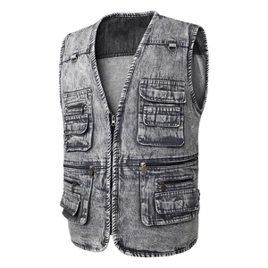 Gilet en jean QYS pour femme, décontracté, couleur unie, boutonné sur le devant, délavage clair, coton, taille haute, coupe ajustée, style automne, respirant - Product Image 3