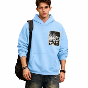 เสื้อฮู้ดดี้พรีเมียมผู้ชายแบบสั่งทำ OEM ODM ลายการ์ตูนฤดูใบไม้ผลิ เป็นมิตรกับสิ่งแวดล้อม ผ้าฟลีซ 300 กรัม โรงงานผลิตเสื้อผ้า บังกลาเทศ - Product Image 3