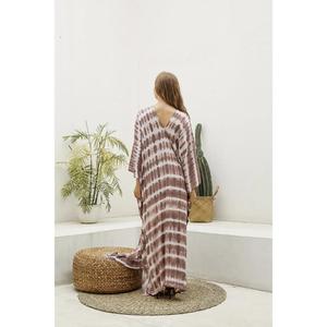 Caftán Tie Dye para Mujer, Largo hasta el Suelo, Ecológico, Lavable, Cintura Natural, Corte Holgado, Cuello en V, Túnica de Playa, Estilo Bohemio para Resort - Product Image 6