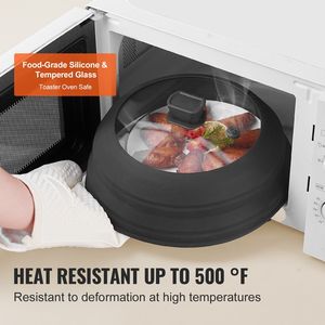 Tappetino Antispruzzi Pieghevole in Silicone Temperato per Microonde da 27,4 cm, Resistente al Calore fino a 260°C, Manicotti Protettivi per Alimenti - Product Image 3