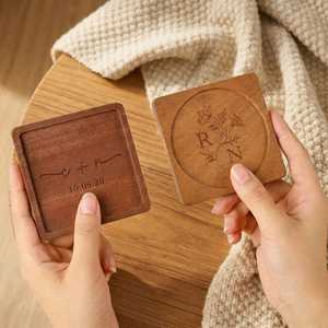 Custom Logo Implant Round <b>Coasters</b> <b>Set</b> With Non Slip Base Modern Table <b>Coaster</b> For Tea Cup Protection Table Living Room UO - Product Image 5
