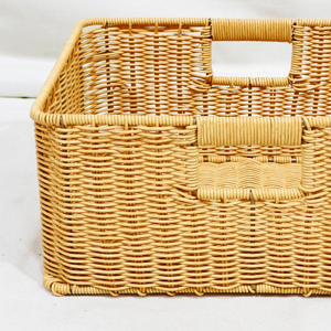 Top Rated Rectangular PE Rattan Storage <b>Basket</b> With Handles Simple Multi Purpose Neatening Organizer - Product Image 6