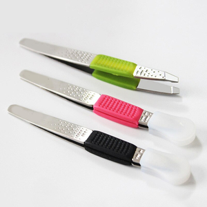 Eyebrow Tweezer Professional Stainless Steel Silicone Frosted Handle No-slip Slant Tip Hair Removal Useful Beautiful Makeup Tool - Product Image 6