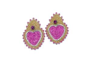 Pendientes Colgantes de Borlas con Cuentas Rosas y Diamantes de Imitación para Fiestas, Festivales y Eventos de Boda - Product Image 2