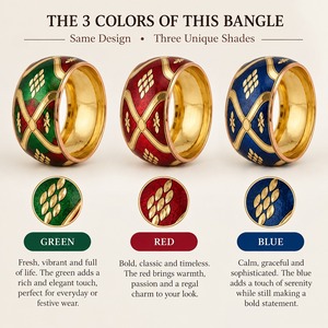 Brazalete de Aleación de Cobre Chapado en Oro con Esmalte Verde y Rojo, Diseño de Plantas, Estilo Vintage, Joyería Unisex - Product Image 5