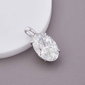 Colgante Solitario de Diamante Cultivado en Laboratorio con Corte Ovalado en Oro Blanco/Rosa/Amarillo de 14K con Baño de Rodio, Certificado IGI, Clásico para Mujer - Product Image 4