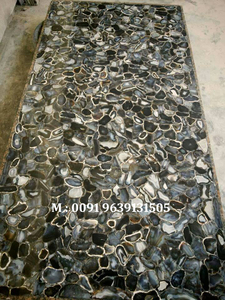 Most Beautiful Gemstone Blue Color Agate Slab For Kitchen And Home Manufacturer Of Translucent Natural Gemstone Blue Agate Slab - Product Image 2