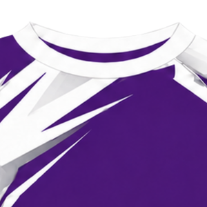 Camiseta Deportiva de Compresión, Manga Corta, Color Morado y Blanco, Cuello Redondo, Diseño Gráfico de Rayos, para Entrenamiento Atlético - Product Image 5