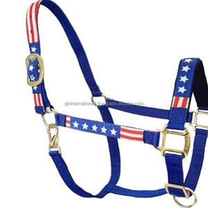 Hermoso diseño patriótico de la bandera americana Correas de nylon Cabestro de caballo de nylon con herrajes de latón Premium ajustables - Product Image 2