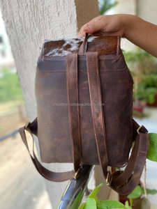 Sac à dos en cuir de vachette véritable Cheveux bruns sur sac à dos en cuir Sac à dos multi-usages - Product Image 6