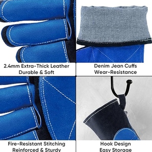 Gants de soudage en cuir de vachette renforcé, résistants à l'abrasion, pour la protection des mains en milieu industriel et pour le barbecue - Product Image 3