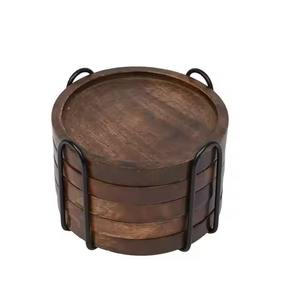 Ensemble de sous-verres en bois design pour verres à boire, protection de surface de qualité supérieure - Product Image 4