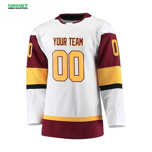Custom Ice Hockey Jersey Sublimated Maroon Gold White <b>Long</b> Sleeve Mesh Shirt Mens Youth <b>Match</b> Day Wear Top Wear - Product Image 1