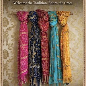Pañuelos Bandhani Auténticos Swagat Patka y Pañuelos Tradicionales Rajasthani para Mujer, Vibrantes Pañuelos Tie Dye, Estolas Étnicas - Product Image 2