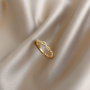 Vintage Twist Weave Design Jade Gemstone <b>Adjustable</b> <b>Ring</b> for Women - Product Image 2