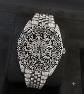 Reloj de Cuarzo de Acero Inoxidable de Lujo para Mujer, con Incrustaciones de Diamantes en Oro Rosa, Esfera Hueca, Cristal de Zafiro Analógico, Cierre Plegable - Product Image 2