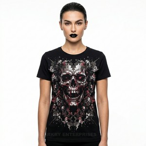 Camiseta personalizada de la Reina de los Muertos para mujer, camiseta gótica con gráfico de calavera y corona, camiseta de algodón de fantasía oscura, ropa urbana femenina - Product Image 5