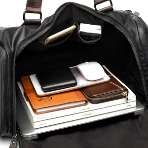 Bolsa de Viaje de Cuero Tipo Weekender, Bolsa de Gimnasio de Gran Capacidad con Cierre de Cremallera, Bolso de Mano Unisex con Asa Suave - Product Image 6