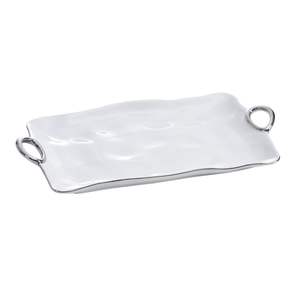 Plateau de service élégant en métal avec finition émaillée, parfait pour des réceptions élégantes à la maison ou lors de fêtes en plein air - Product Image 1