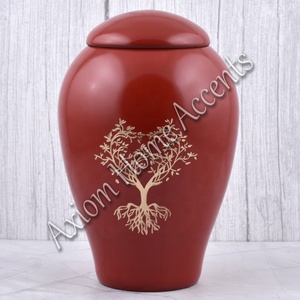 Elegant Handcrafted Aluminum Cremation Urn With <b>Beautiful</b> Floral Engravings Memorial Keepsake by Axiom Home Accents - Product Image 5
