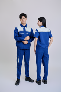 Conjunto de Ropa de Trabajo de Alta Visibilidad de Manga Corta Azul Grisáceo para Hombre FMF, Transpirable, Duradero y Cómodo, Tela TC - Product Image 3