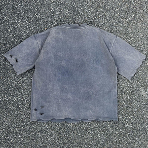 เสื้อยืดโอเวอร์ไซส์ทรงหลวม ไหล่ตก ผ้าฟอกสี ระบายอากาศได้ดี เป็นมิตรกับสิ่งแวดล้อม สำหรับผู้ชาย พิมพ์โลโก้ตามสั่ง สวมใส่สบายๆ บริการ OEM - Product Image 5