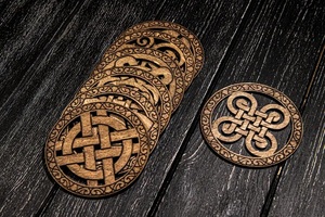 Juego de Posavasos de Madera con Diseño Celta, Cortados con Láser, Resistentes al Calor, con Nudos Intrincados, Decoración de Mesa, Regalo - Product Image 2
