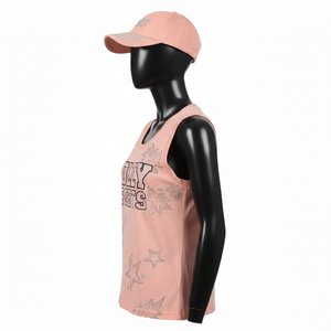 Camiseta sin mangas de algodón para mujer, suave, con estampado de diamantes de imitación y transferencia térmica, logotipo personalizado, camisetas de algodón sin mangas para mujer - Product Image 3